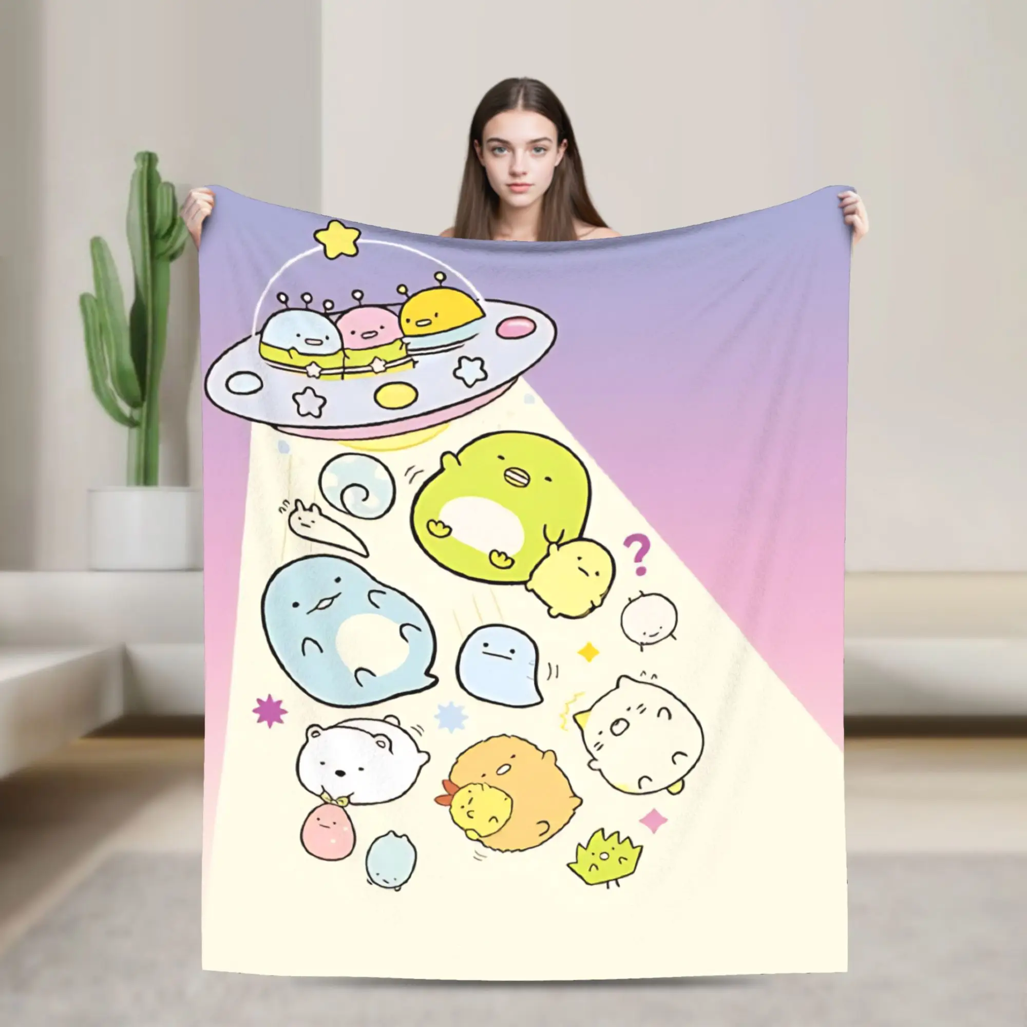 Sumikkos Gurashis Alien Invasion A Kawaii Christmas Adventure Blankets Fleece  Soft Throw Blankets for Bed Bed Rug