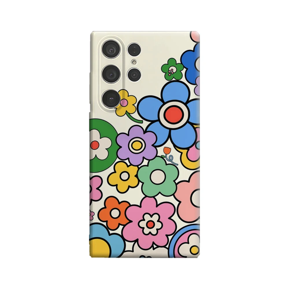 حافظة هاتف ريترو بلوم بيرست لهاتف سامسونج جالاكسي S25 Ultra S24 S23 Ultra Plus غطاء خلفي لامع بطبقة مزدوجة