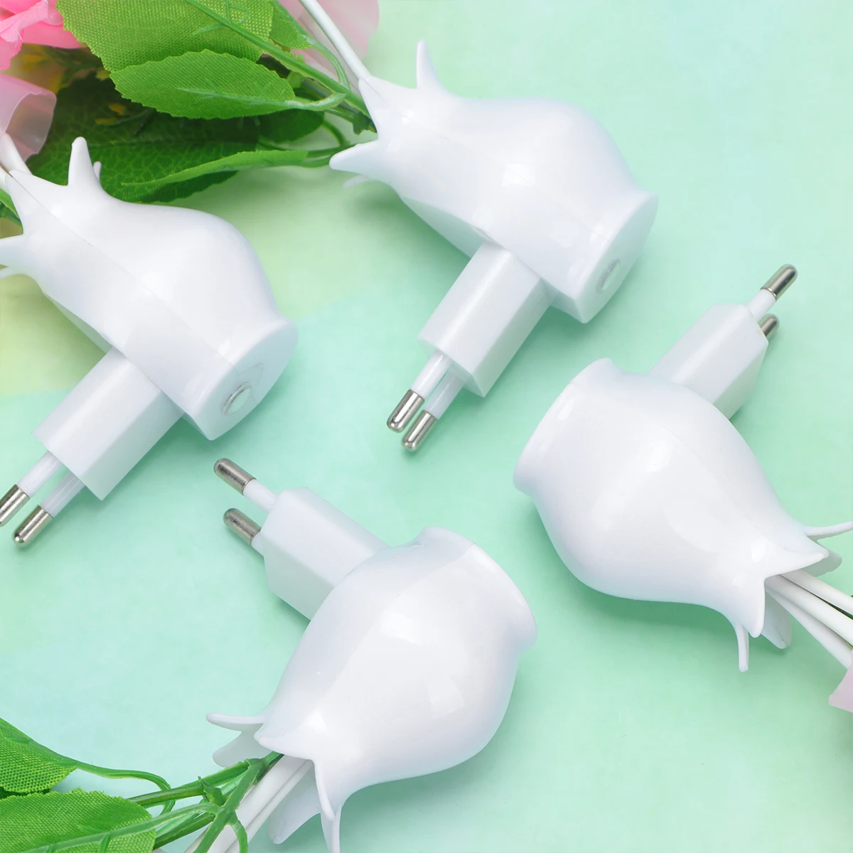 

4pcs Colorful Glowing Mushroom Lamp Led Night Light Plug In Eu Socket Ambient Light For Bedroom Home Decor Energy Saving Safe