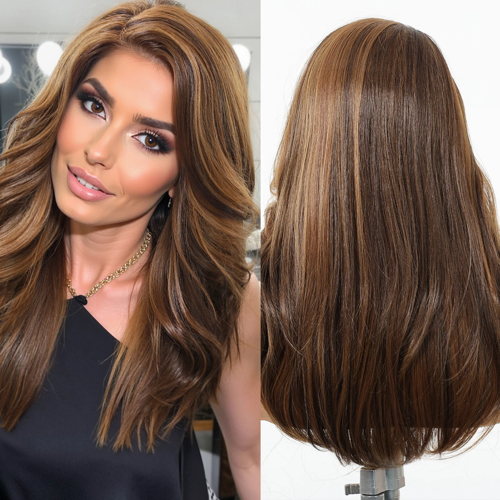 

MIX Brown Blonde Synthetic Lace Wigs Body Wavy Fake Hair for Black Women Daily Party Use Hair Heat Resistant Fiber Cosplay wig