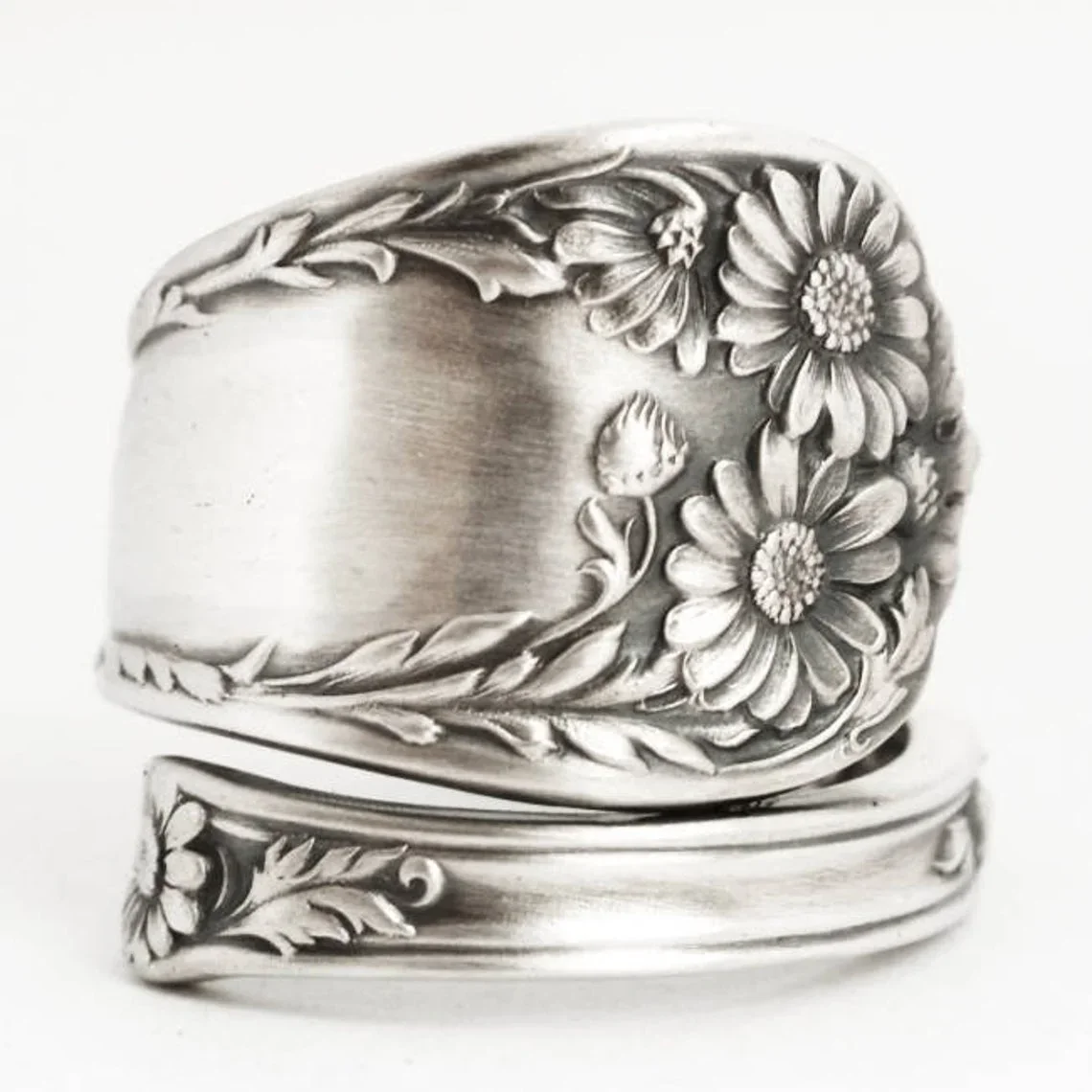 

Fashion Retro Daisy Ring, Silver Color Spoon Ring, Daises Flower Ring, Gift, 5th Wedding,
