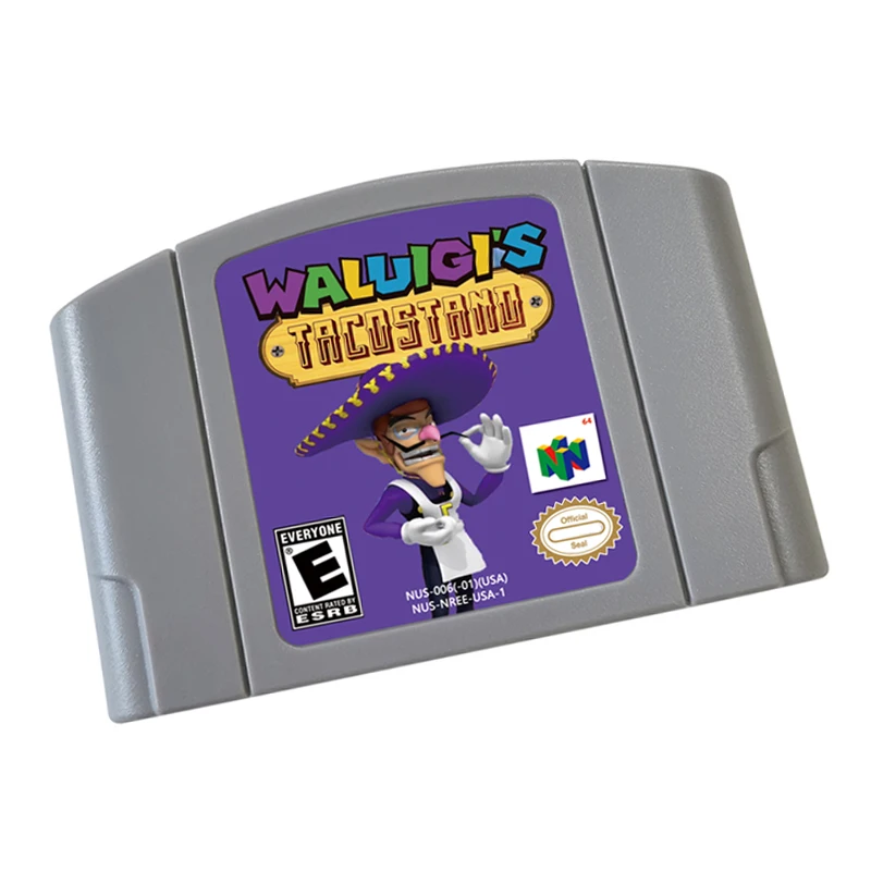 WaluigiTacoStand HACK para tarjeta de juego N64 versión estadounidense consola 64 bits versión de EE. UU. cartucho de videojuego