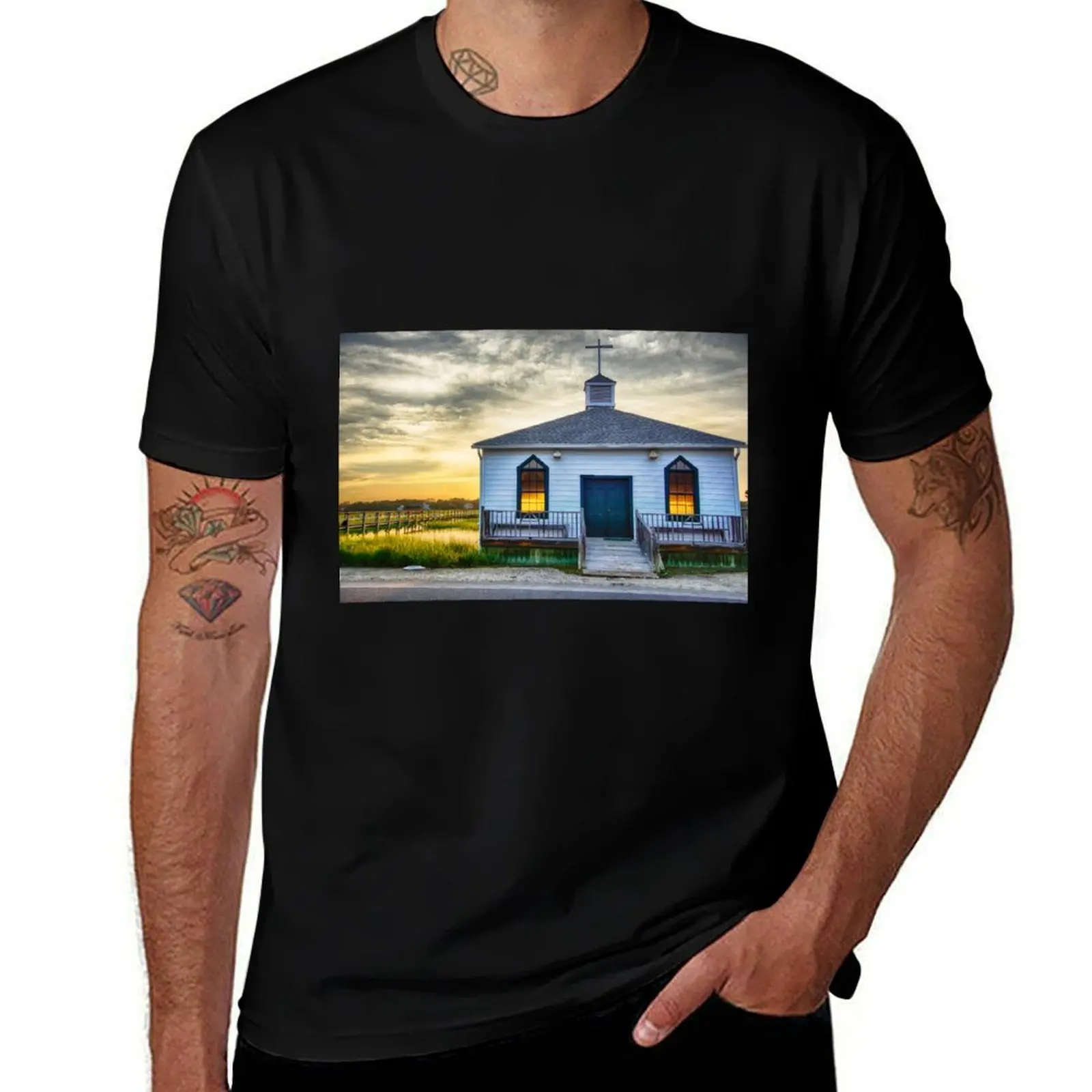 Pawleys Island Chapel T-Shirt Gym Wear Breathable Short Sleeve Tee T-Shirt