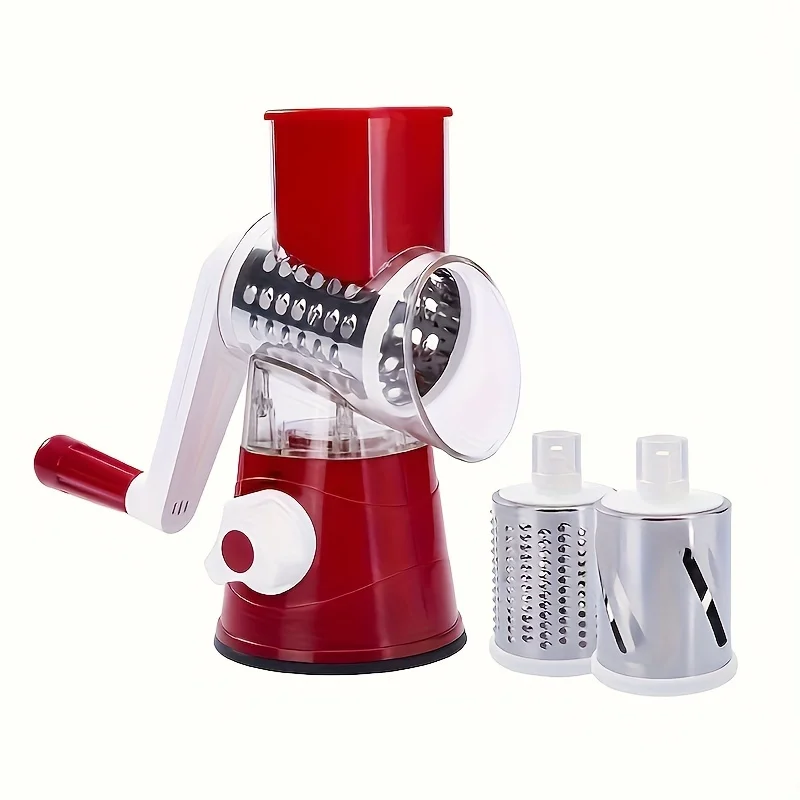 

Heavy-Duty Manual Rotary Food Processor - Multifunction Vegetable Slicer, Grater & Meat Chopper with Safety Lock
