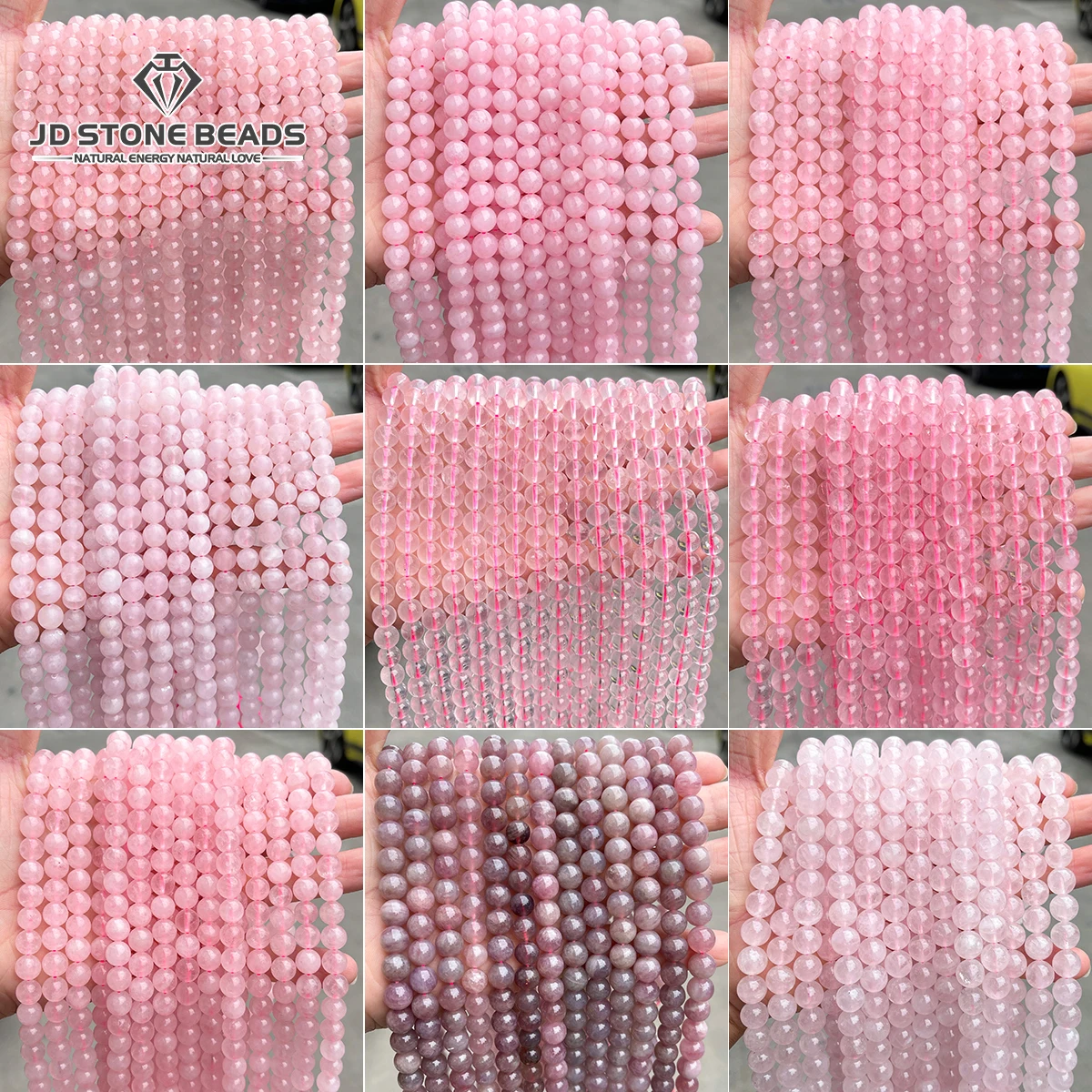 

Wholesale Natural Stone Rose Quartz Bead Round Loose Spacer Bead 4 6 8 10mm for Jewelry Making DIY Bracelet Necklace Accessory