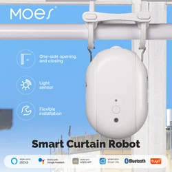 MOES Tuya-Robot de cortina eléctrica inteligente con Bluetooth, temporizador, abridor automático, Sensor de luz, aplicación remota, Control, compatible con Alexa y Google Home