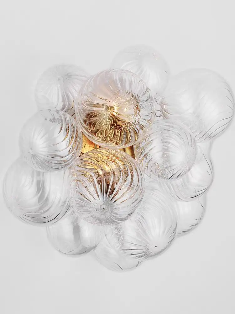 

VC Bubble Ball Full Copper Wall Light Creative Lobby Staircase Living Room Background Wall Talia Vortex Glass Restaurant Light