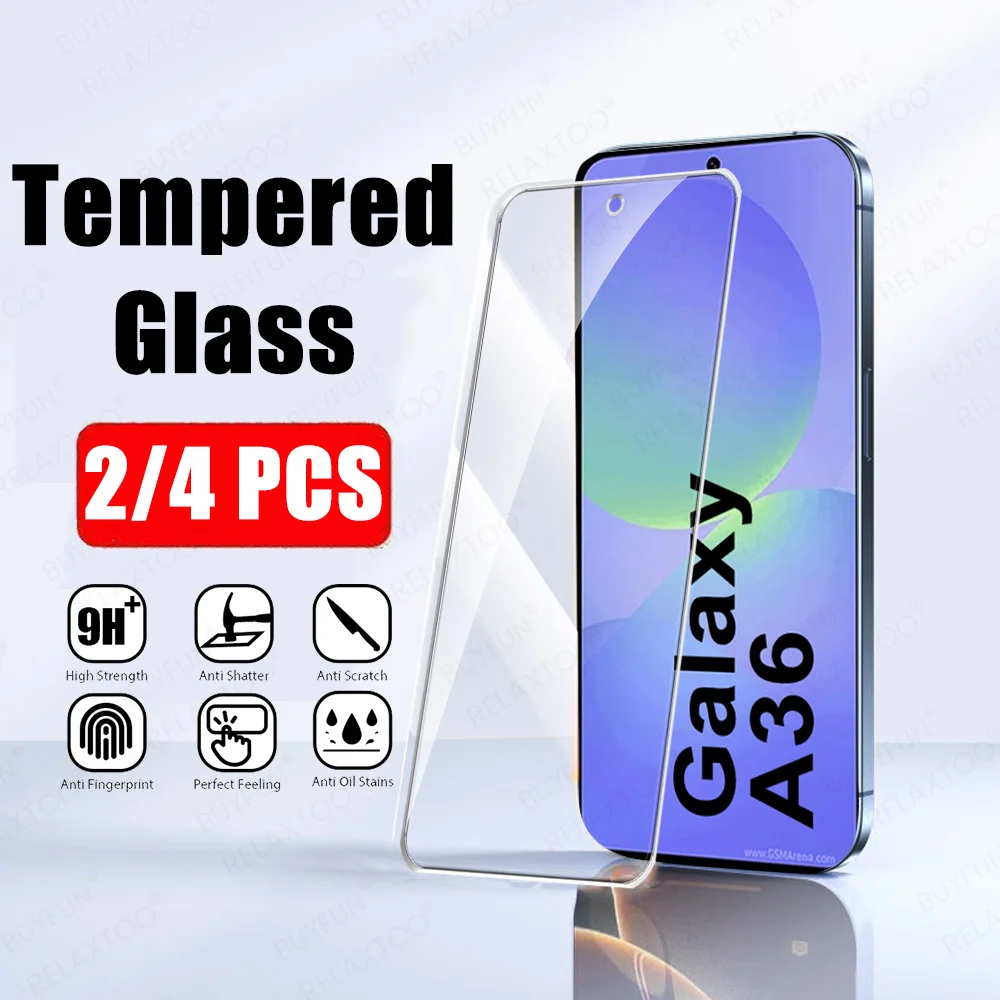 

2/4Pcs Screen Glass For Samsung Galaxy A36 5G Screen Protector Samsung A36 Crystal SamsungA36 GalaxyA36 Tempered Film Mica