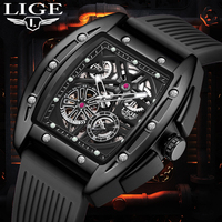 LIGE Automatic Mechanical Watches for Man Luxury Watch Men  Waterproof Wristwatch Rubber Strap Relogio Masculion Free Shipping