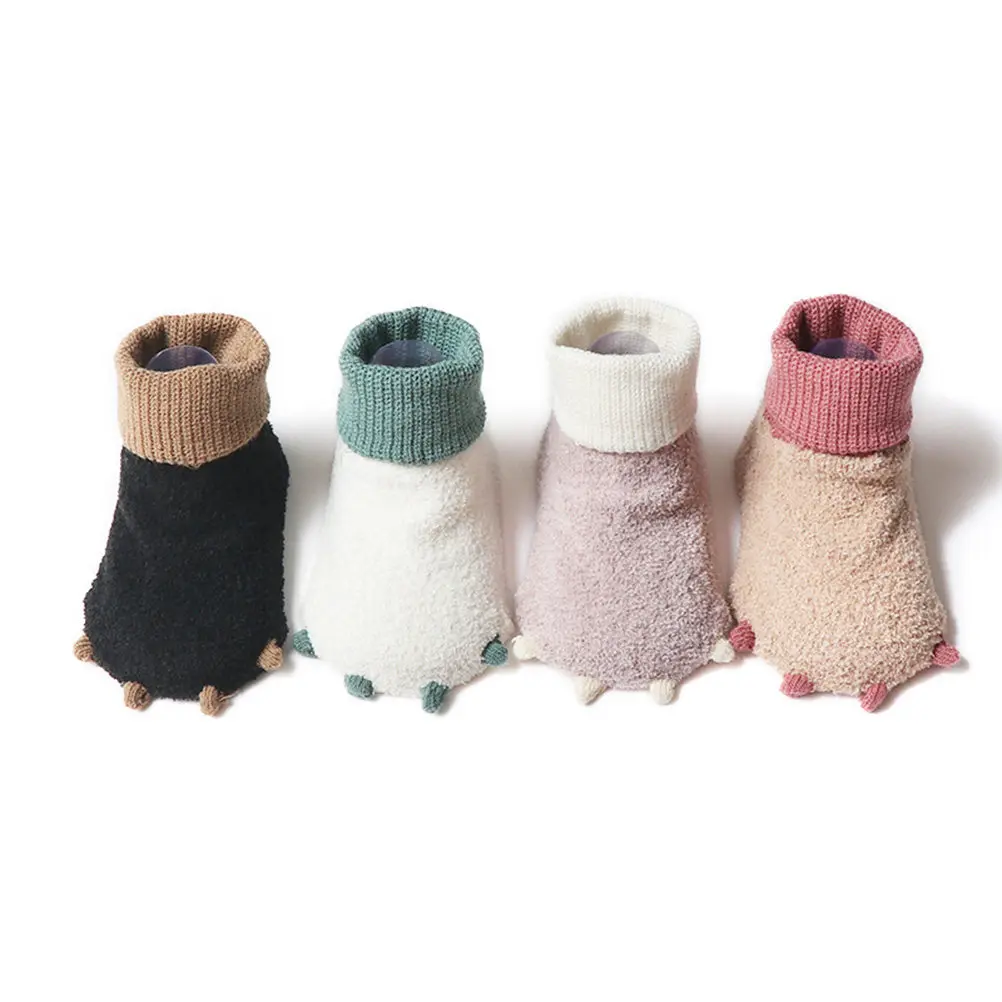 1Pair Baby Warm Winter Socks Premium Comfortable Non Slip Infant Warm Shoes 9.5cm Thick Toddler Stockings