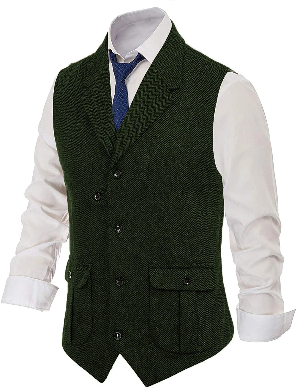 Suit Vest Men Herringbone Slim Fit Sleeveless Vest Waistcoat Mens Formal Business Wedding Dress Vests