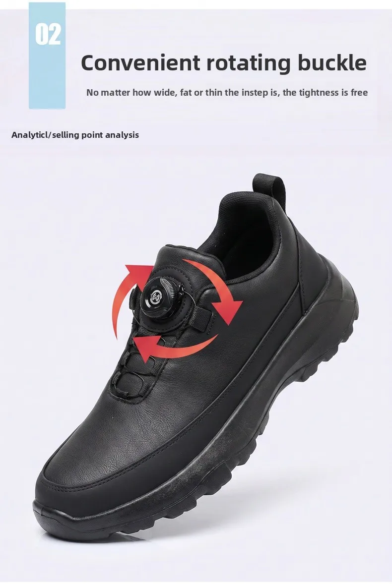 Herren-Freizeitschuhe mit Drehverschluss, Obermaterial aus Kunstleder, dicke, rutschfeste Sohle, wasserdicht, leicht, ideal für den täglichen Gebrauch und zum Spazierengehen im Freien. – Detail 10