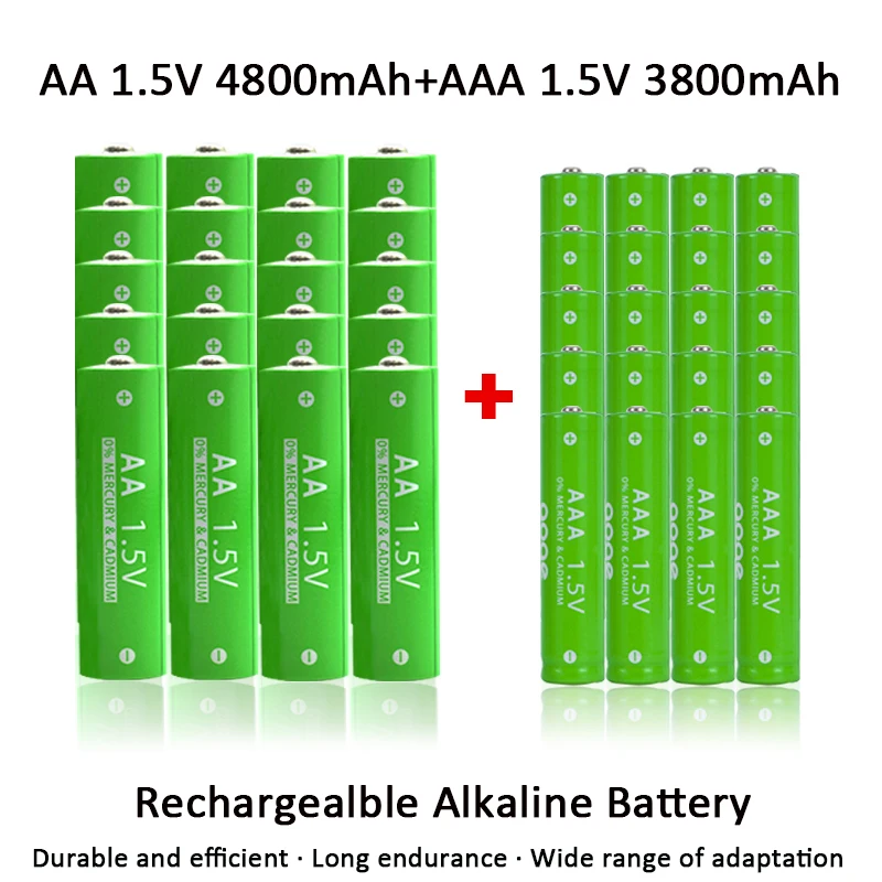 1.5V 4800mAh 3800mAh AA and AAA rechargeable batteries with charger, toy MP3 player replacement battery, nickel hydrogen battery