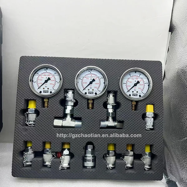 طقم اختبار قياس الضغط الهيدروليكي للحفارة العالمية 3 طقم مقاييس مع صندوق موصل المحملة المشترك