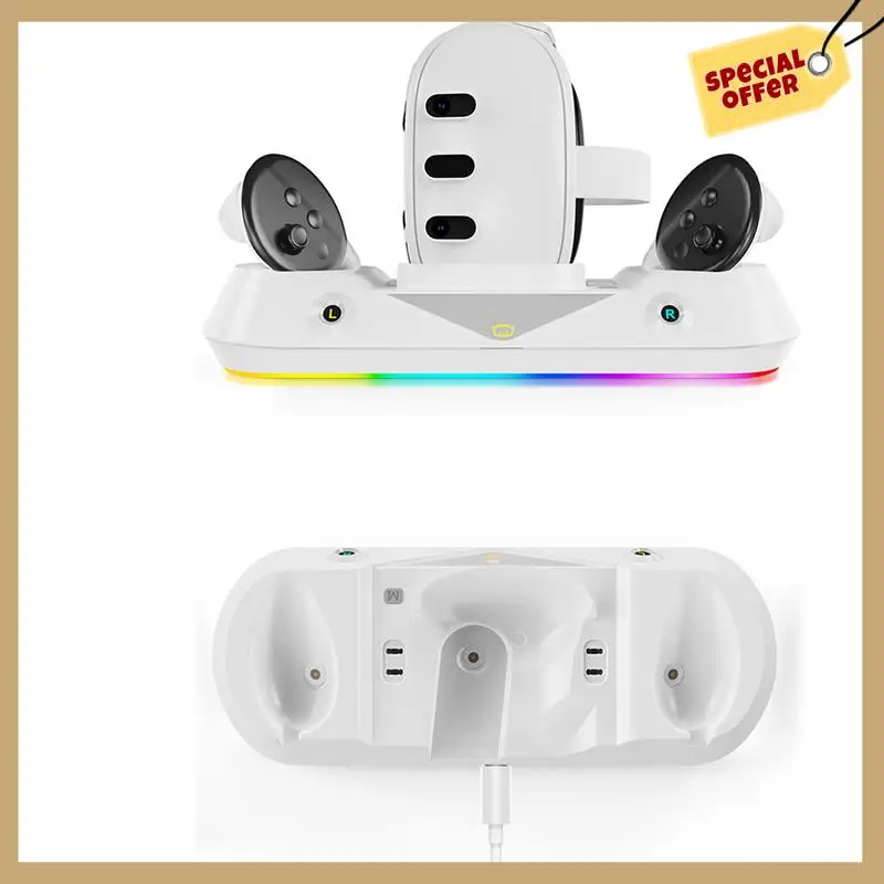 Stabiele prestatie-oplaaddock RGB-oplaaddock Snelle laadstationbasis voor Meta Quest 3-oplader VR-headset en controller