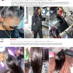 HD front wig 13x6 loop front wig human hair 30 inch bone in line straight human hair wig 12 Main Sales Front Lace Human Hair - №5