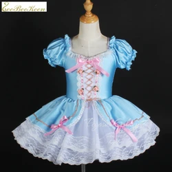 sweet princess ballet dance costume girls short sleeved blue ballet tutu dress for women lovely lace swan lake dancewear