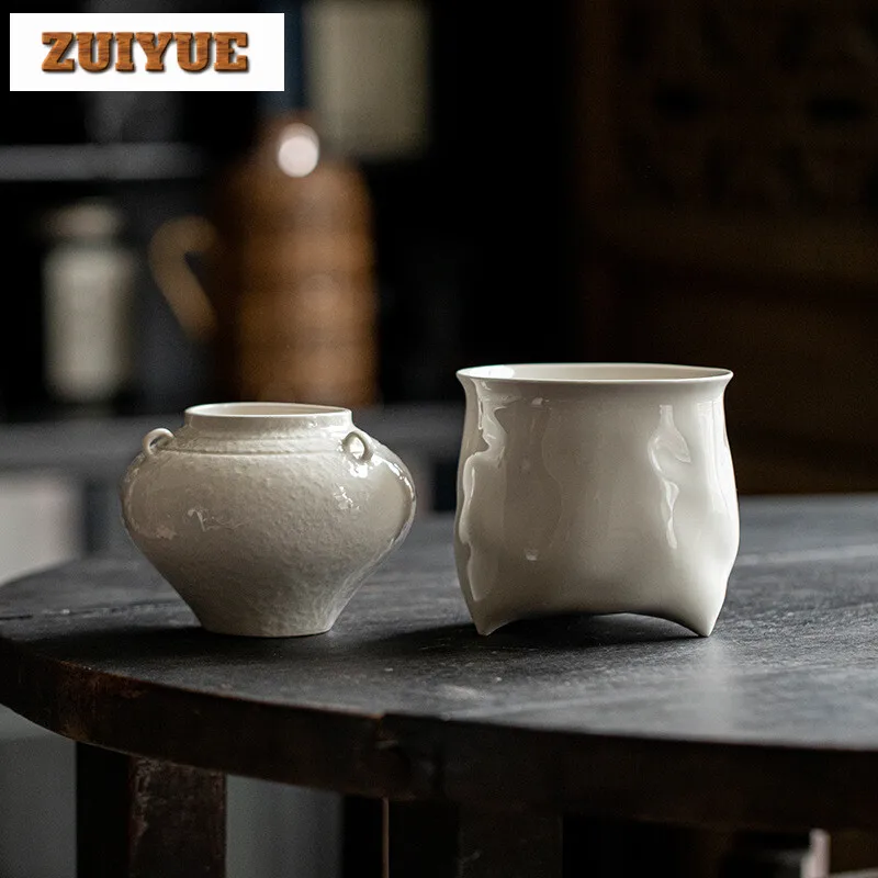 Handmade Grass Wood Ash Jianshui Zen Flower Vase Writing-brush Washer Tea Residue Bucket Tea Dust Cylinder Barrel Chaxi Craft