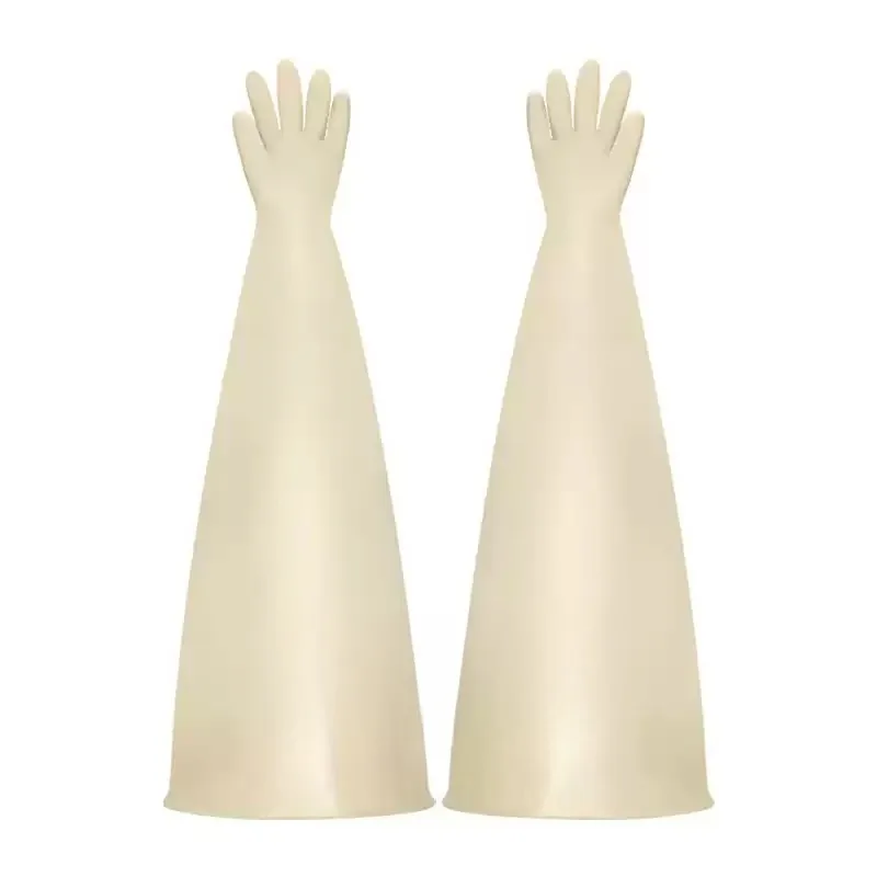Extra thick 2MM 1.6mm latex long arm glove box gloves battery factory liquid  machine laboratory acid and alkali corrosion