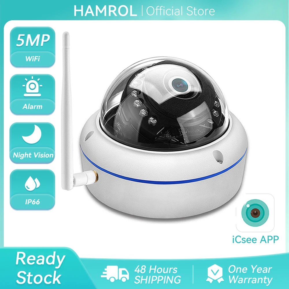 5MP 2MP WiFi HD Camera Wireless Outdoor Camera IP66 Waterproof Vandal-proof Motion Detection Alarm RTSP Xmeye Cloud iCSee APP