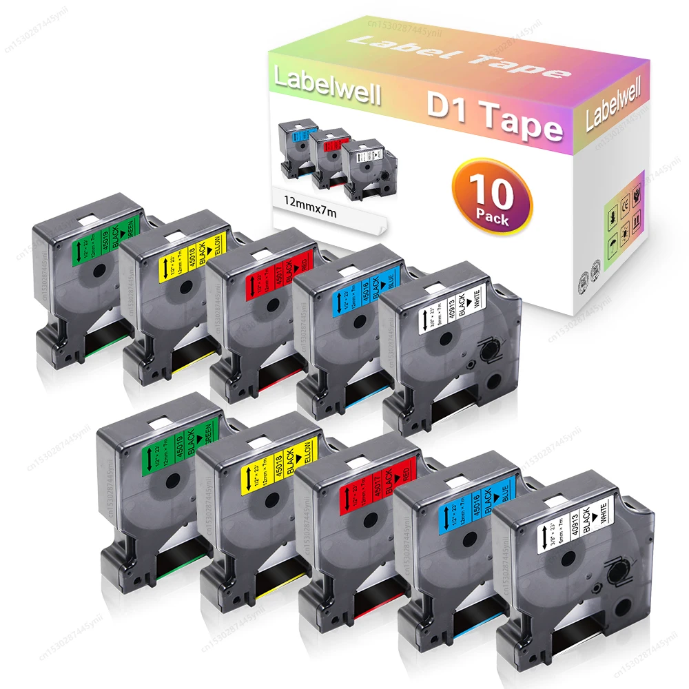 3pk-10pk-fita-compativel-dymo-d1-12mm-45010-45018-45024-45013-preto-sobre-branco-para-impressora-de-etiquetas-dymo-labelmanager-160-280