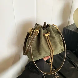 Soft Solid Faux Suede Simple Commuting Crossbody Bags 2026 Hot Sale Sewing Sweet Bags for Women Thread String Women's Handbags