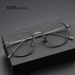 Pure Titanium Glasses frame for Men 2023 Vintage Round Eyewear Myopia Optical Prescription Brand Designer Eyeglasses Frame Women