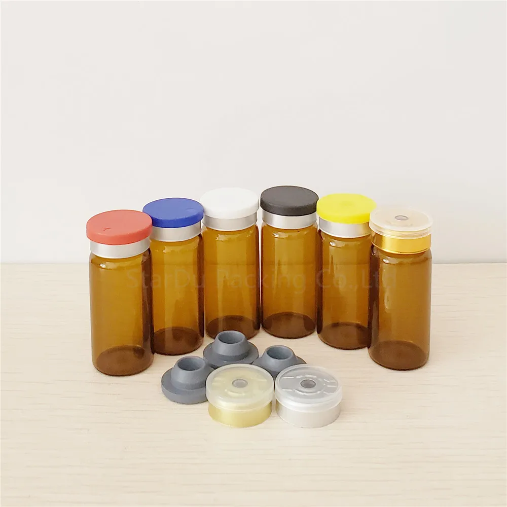 1000Pcs/lot 10ml Amber/Brown Injection Glass Vial With Flip Off Cap, 1/3oz Glass Bottle, 10cc Glass Containers