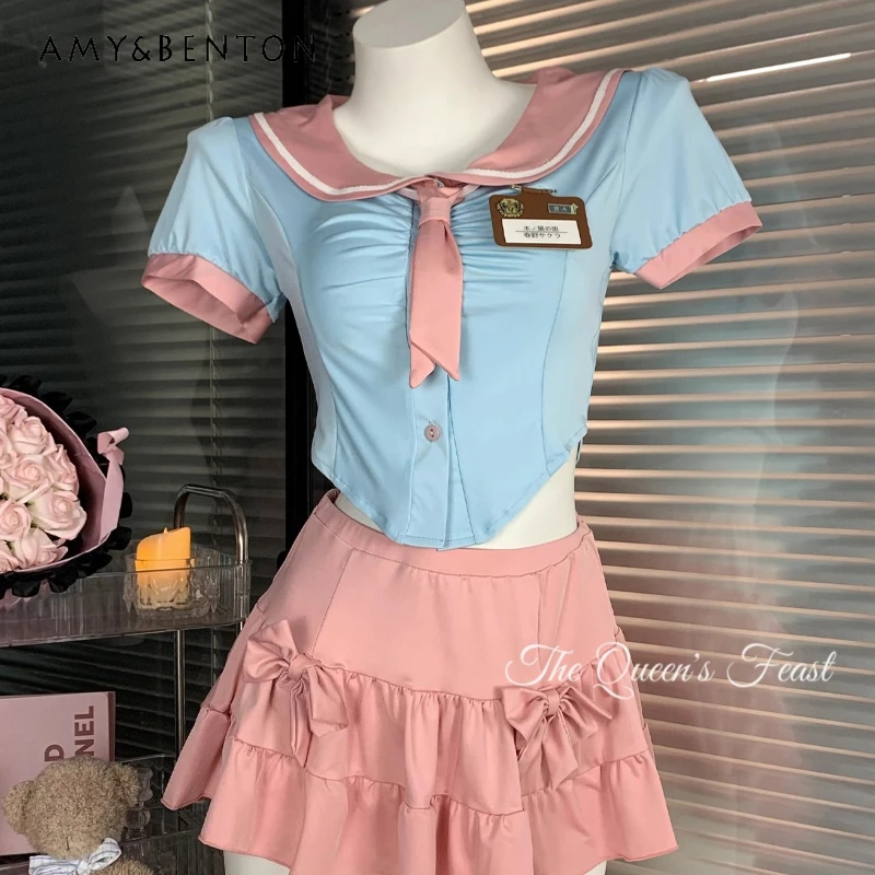 

Japanese Design Pure Desire Sweet Girl College Women's Top 2025 New Sexy Sweet Spicy Cake skirts Fashion 3-Piece Sets Ladies