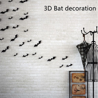 12pcs/set Halloween Decoration PVC Wall Stickers 3D Bat Simulation Three-dimensional Wall Sticker Window DIY Self-adhesive Decal