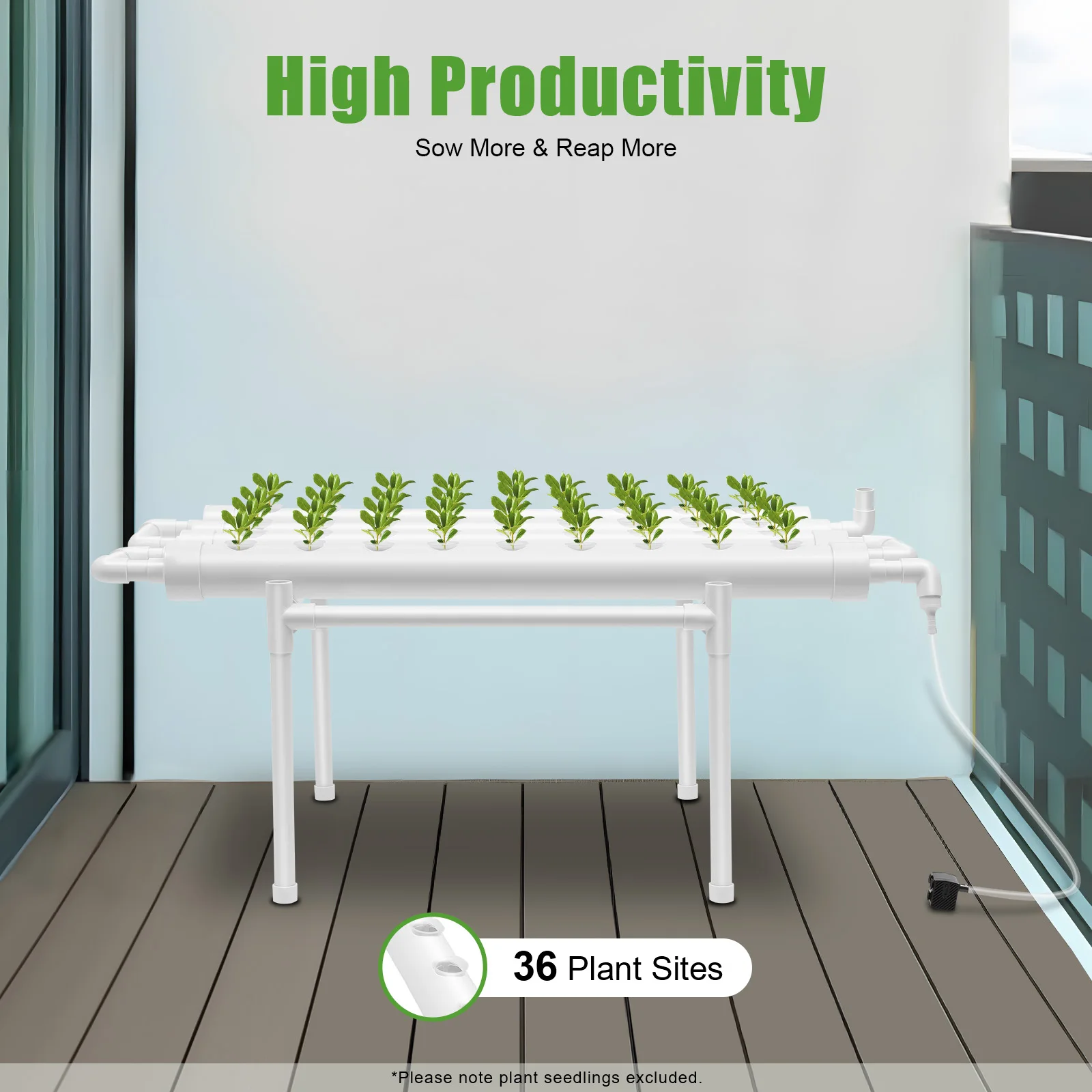 Kit de Sistema de Cultivo Hidropónico de 36 Orificios, Invernadero Interior, Tubería de PVC-U, Equipo de Cultivo, Sistema de Jardinería para Vegetales