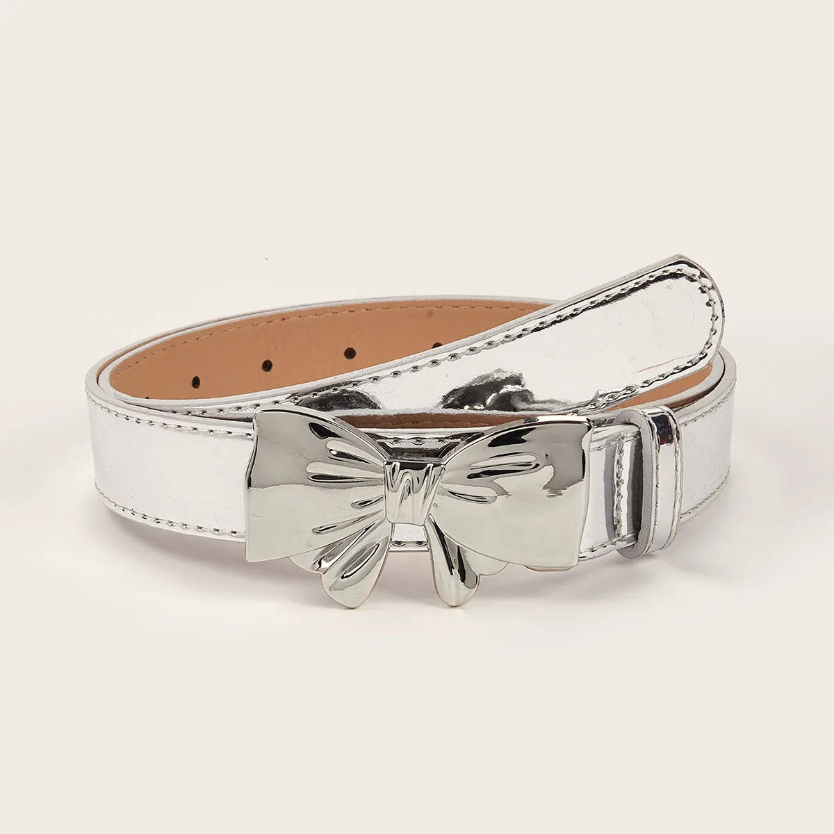 New Mirror Bow Buckle Belt Versatile Simple Retro Women's Belt Decorative Jeans Strap Fashion