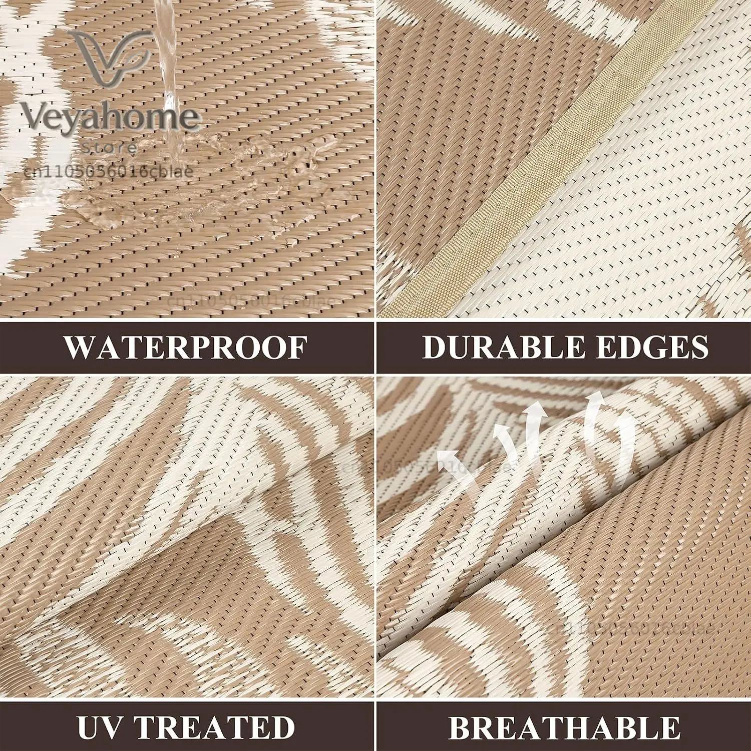 Rug 5x8, Reversible Plastic Straw Patio Camping Rug, Indoor Outdoor RV Mat Carpet for Deck, Camper, Porch, Balcony, Backyard