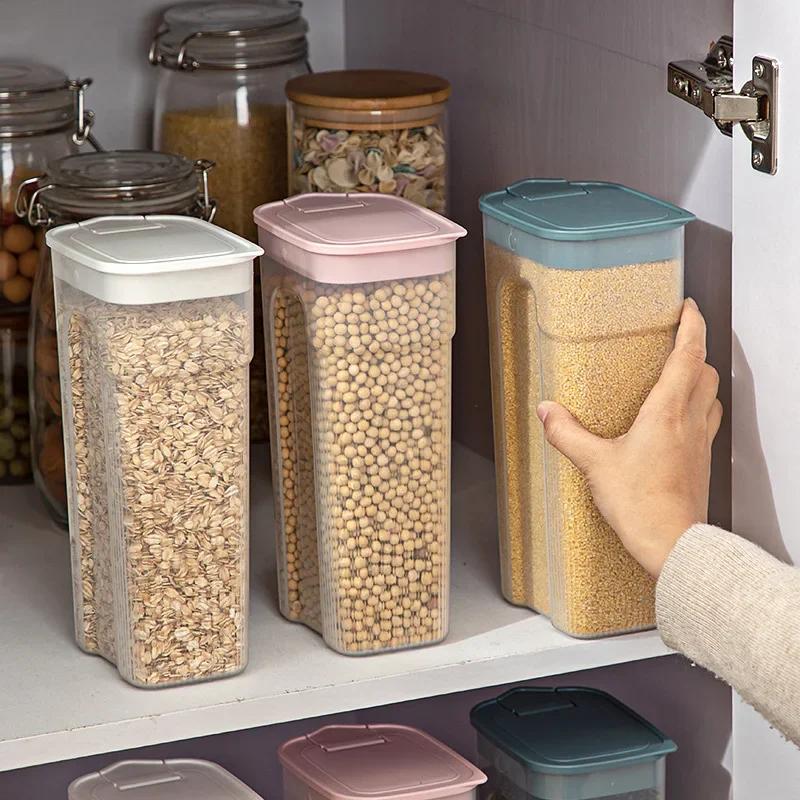 Kitchen Transparent Cereal Dispenser Jar Plastic Food Sealed Storage Box Container Home Spice Tea Coffee Sugar Hermetic Cans