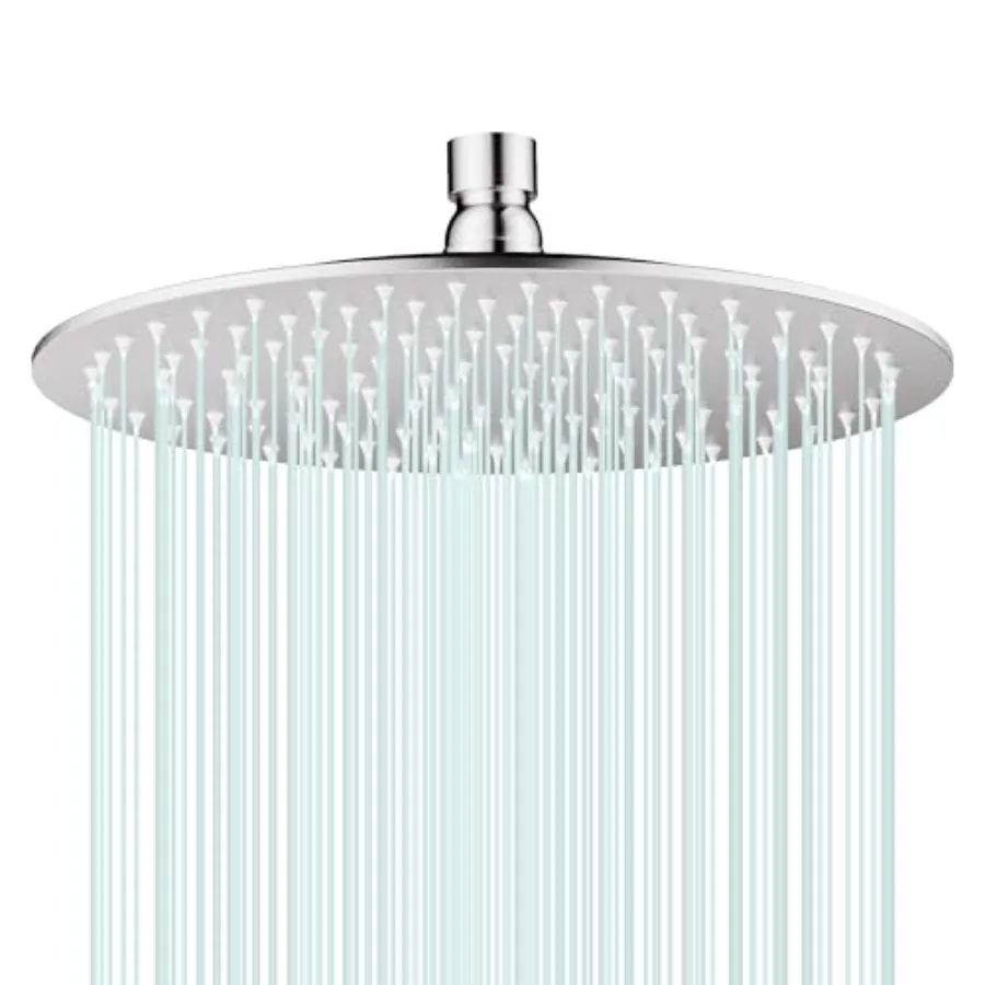 

All Metal Rain Shower Head for Bathroom - Stainless Steel, Brushed Nickel, Ultra-Thin Modern Design, Heavy Duty, Easy Install,