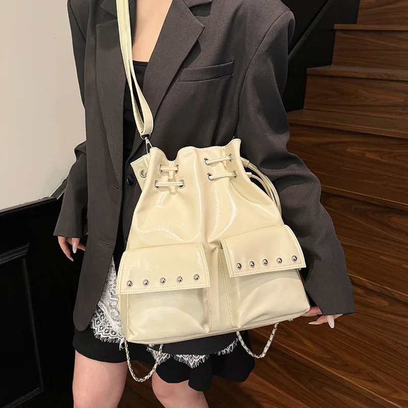 Sac à dos coréen en corde, Design multi-poches, sac à bandoulière unisexe, sac à dos d'université, mignon et Durable pour les nous quotidiens, tendance 2025