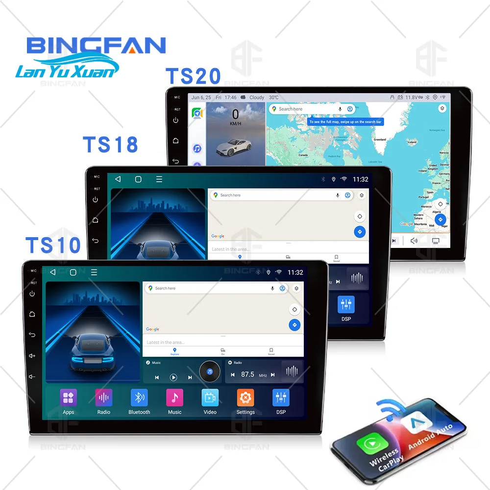 TS10S Android 2 Din 9/10 Inch Touch Screen Car DVD Player 4G LTE Android Radio DSP Wireless Carplay GPS Navigation 8 Core WIFI view 5