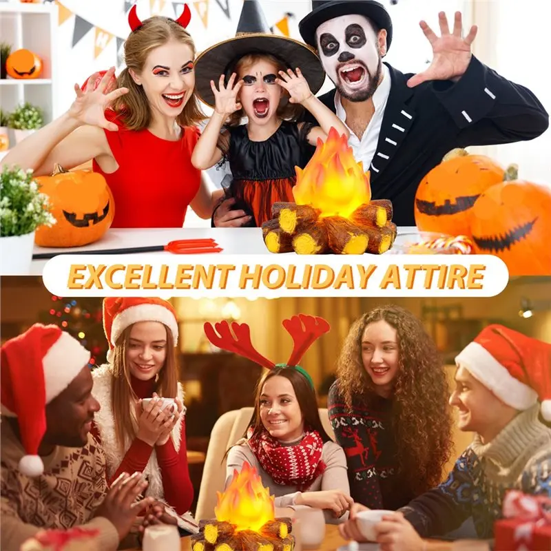 مصباح لهب الحطب المقلد LED مصمم للتخييم في الهواء الطلق وإضاءة ديكور داخلي #5