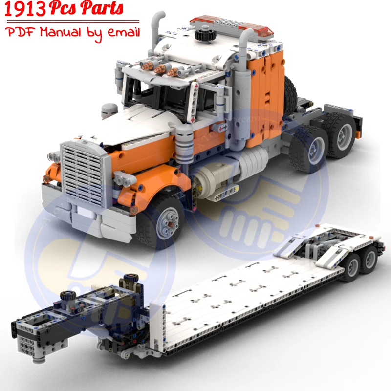 

MOC Truck & Gooseneck Trailer fit for Mark Anthem 42078 Building Blocks DIY Technical Assemble Truck Cars Model DIY Bricks Toys