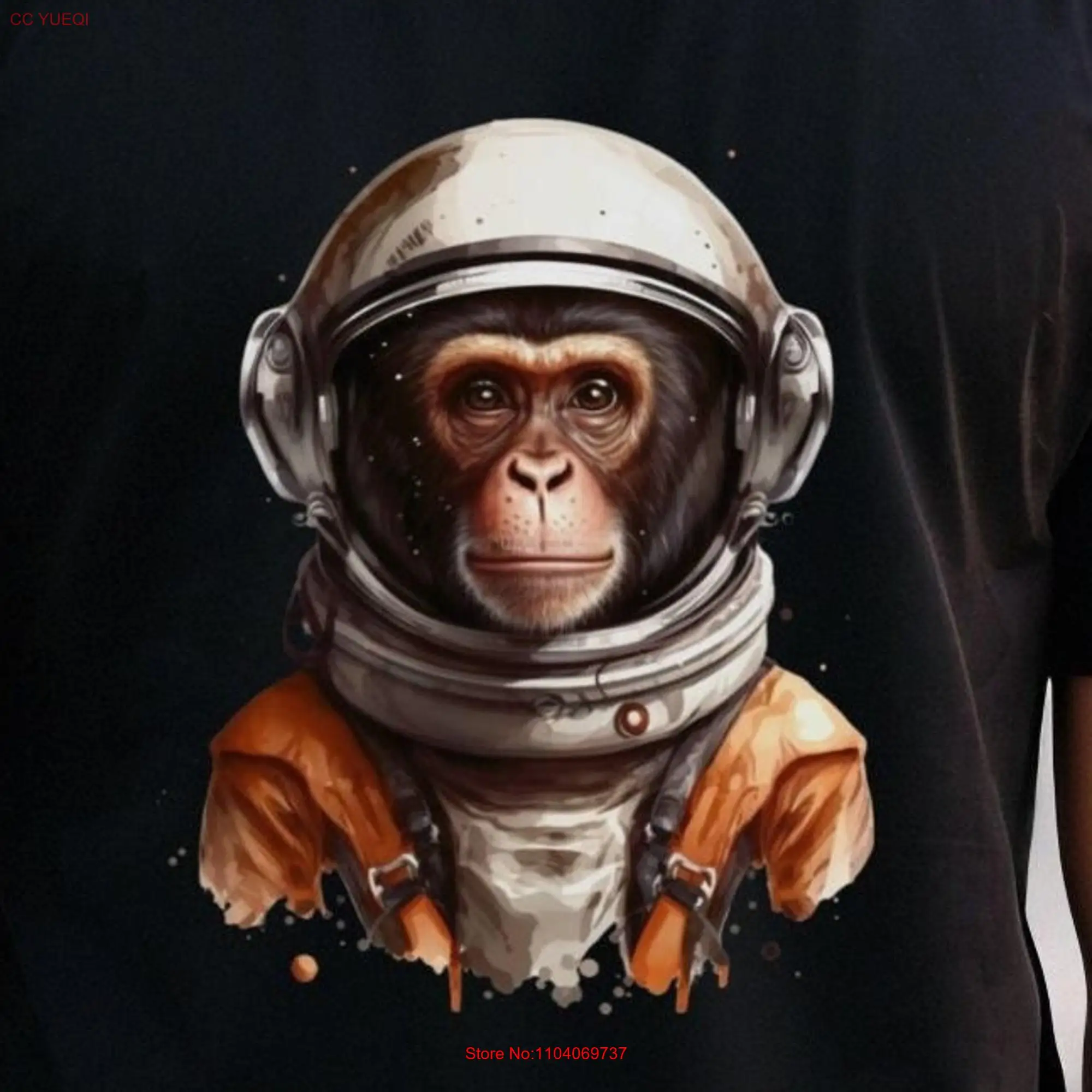 Space Monkey Astro T Shirt for Her Him long or short sleeves