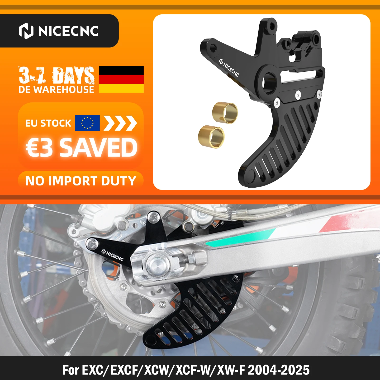Image of NICECNC Für KTM EXC 300 EXCF 350 SXF 450 XC-F 350 2004-2025 Für Husqvarna TE 300 FE 450 GasGas EC 300 Doppel-Bremssattelhalterung Bremsscheibenschutz