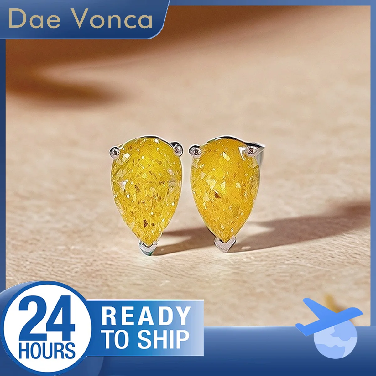 

18K White Gold Yellow Pear Cut Lab Diamonds Earrings Stud Total 1.24ct Pear Yellow Diamond Earrings Anniversary Gift for Wife