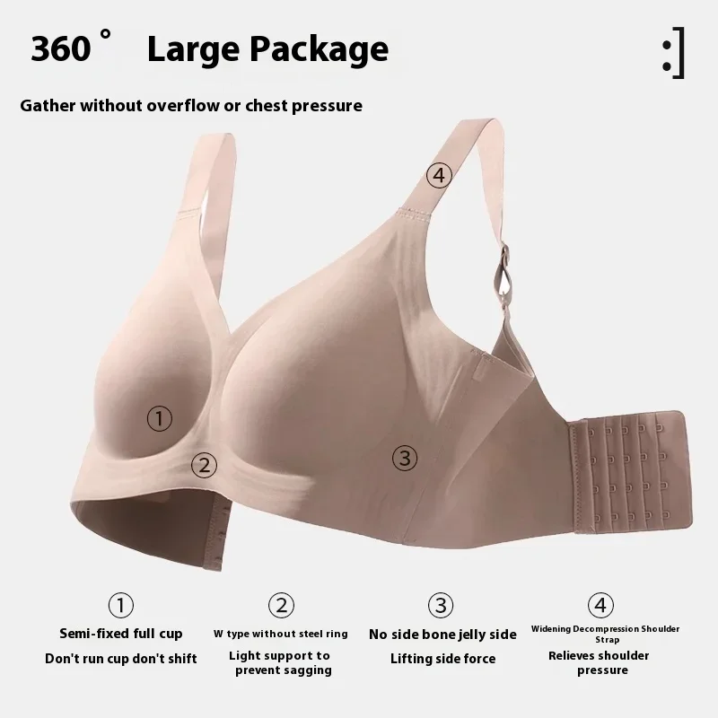 MeooLiisy New Plus Size Seamless Wireless Bras for Women Minimizer Push Up Lingerie One-piece Intimates Beauty Back Underwear