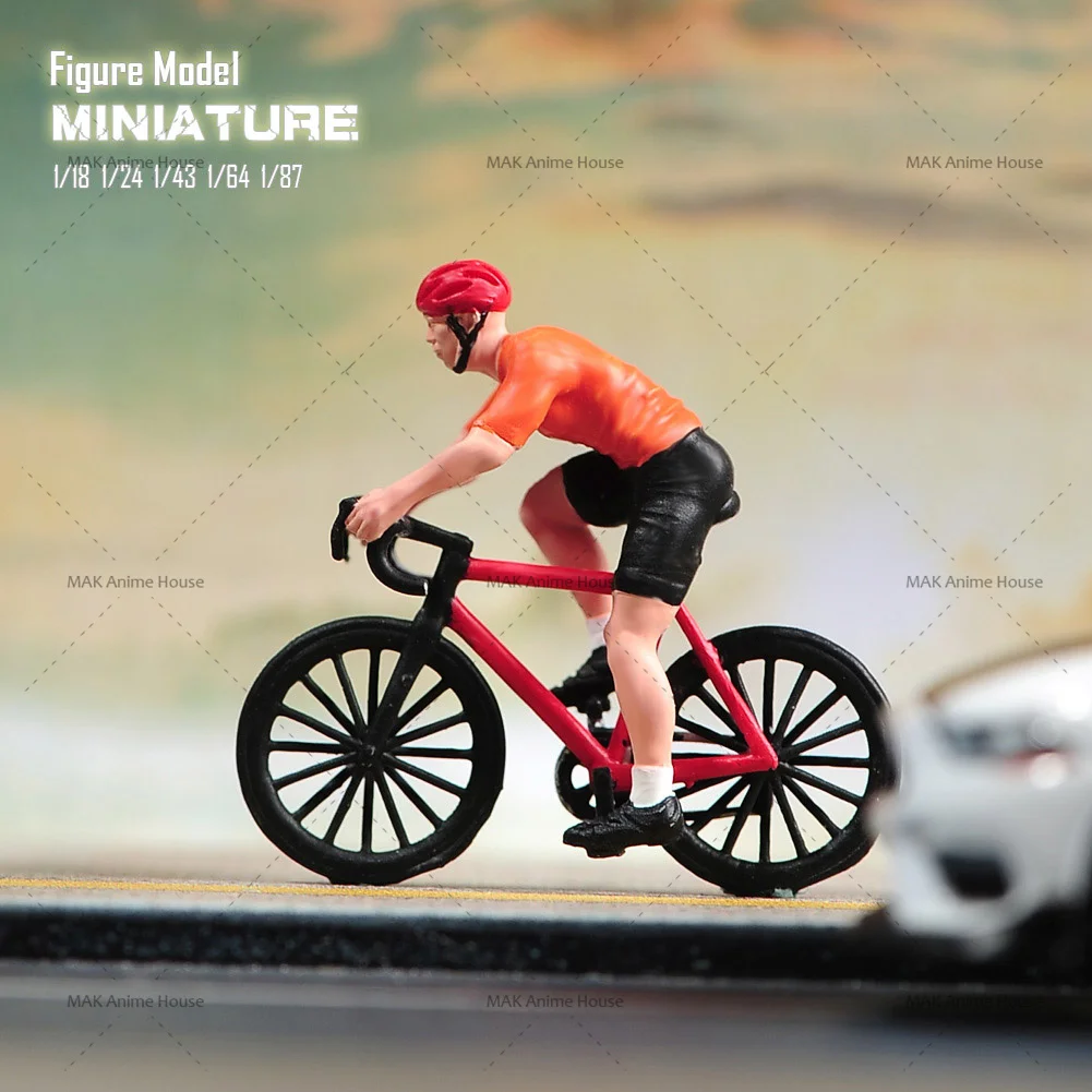 

3D Printed 1/18 1/24 1/64 1/43 1/87 Racing Drivers Ride Bicycle Figure Diorama Street Scene Sand Table Prop Model Toy for Cars