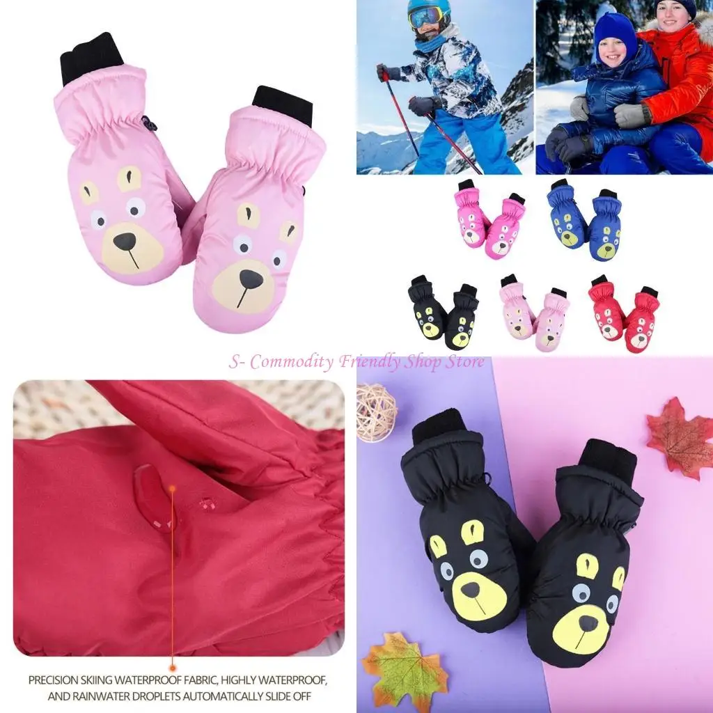 

85ae Дети медведя медвежьи шаблоны лыжные перчатки детские перчатки стильные и функциональные детские перчатки держат руки и