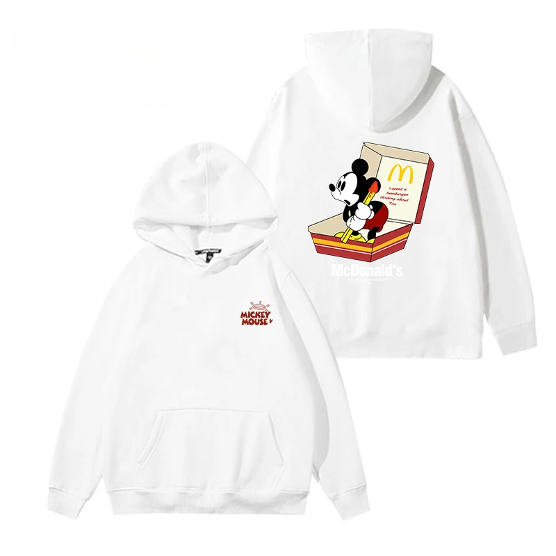 Disney Mickey Mouse McDonald's Cartoon Anime Printing Men's and women's hoodies Autumn and Winter fashion Couple Clothes Hoodies