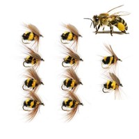 10 Pcs/Set Fishing Artificial Insect Bait Bumble Bee Fly Trout Fishing Lures Bionic Honeybee Bait Fly Fishing Bait Accosseries
