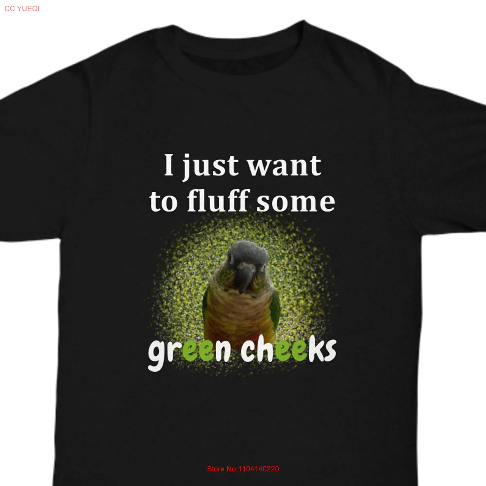 Green Cheek Conure T Shirt Print Merch Parrot Themed Mom long or short sleeves