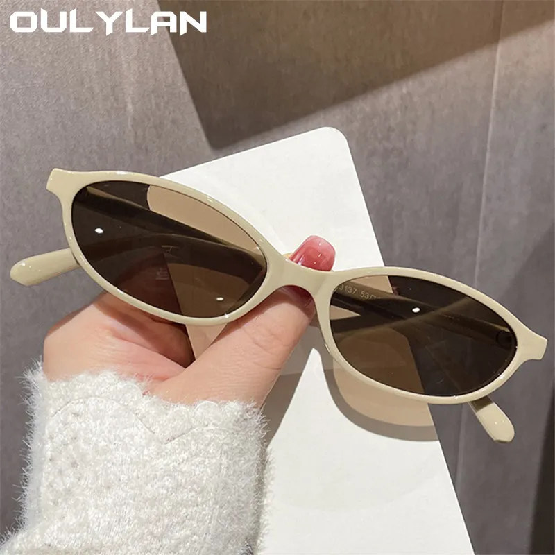 Oulylan Oval Sunglasses for Women Men Luxury Brand Designer Small Sun Glasses Black Yellow Eyewear Shades UV400 mirror