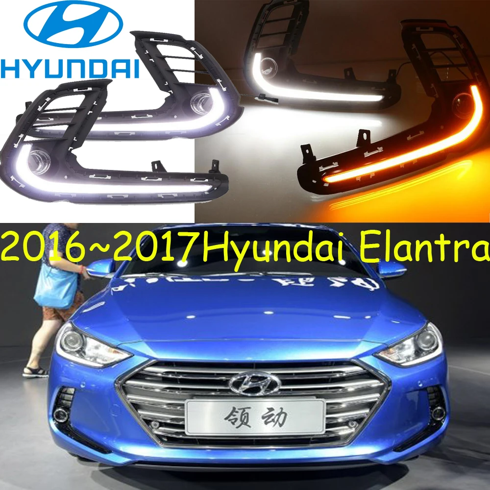 

Автомобильный бампер, фара для Hyundai Elantra, дневной свет, 2016 ~ 2017y DRL, автомобильные аксессуары, искусственная фара для Hyundai Elantra, противотуманная модель